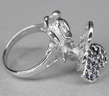 Кольцо-скульптура «Бабочка» с сапфирами Серебро 925