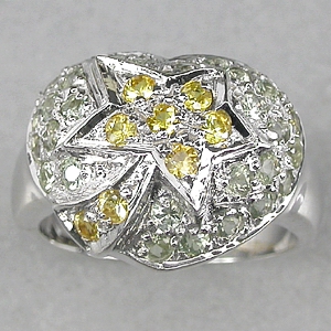 Кольцо "Вифлеем" с цветными сапфирами