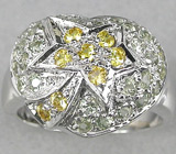 Кольцо "Вифлеем" с цветными сапфирами Серебро 925