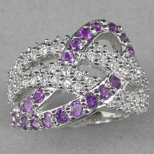 Оригинальное кольцо с аметистами