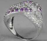 Оригинальное кольцо с аметистами Серебро 925