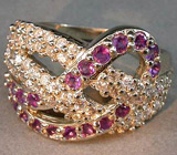 Оригинальное кольцо с аметистами Серебро 925