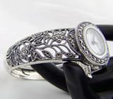 Часы ручной работы, инкрустированные марказитами Серебро 925