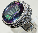 Высокое кольцо c ярким мистик-топазом Серебро 925