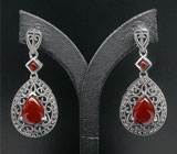 Серьги с карнелианами Серебро 925