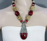 Экстравагантное колье с блинным деревом Серебро 925