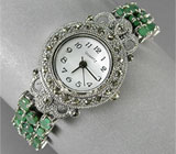 Часы с изумрудным браслетом Серебро 925