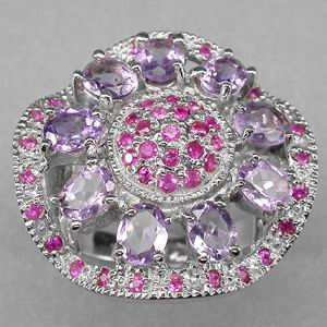 Прелестное кольцо с аметистами и розовыми сапфирами