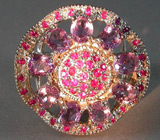 Прелестное кольцо с аметистами и розовыми сапфирами Серебро 925