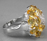 Великолепное кольцо с золотистыми цитринами Серебро 925