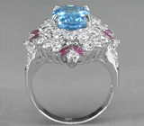 Замечательное кольцо с чистейшим топазом и рубинами Серебро 925