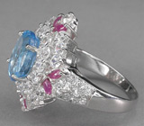 Замечательное кольцо с чистейшим топазом и рубинами Серебро 925