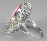 Кольцо с камеей и пастельно-зелеными сапфирами Серебро 925