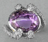 Изящное кольцо с кабошоном аметиста и сапфирами Серебро 925