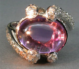 Изящное кольцо с кабошоном аметиста и сапфирами Серебро 925