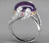 Изящное кольцо с кабошоном аметиста и сапфирами Серебро 925