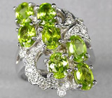 Замечательное кольцо с перидотами Серебро 925