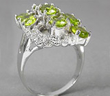 Замечательное кольцо с перидотами Серебро 925