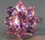 Прелестное кольцо-цветок с аметистами Серебро 925