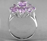 Прелестное кольцо-цветок с аметистами Серебро 925