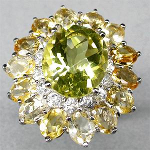 Кольцо с цитринами разных оттенков