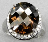 Кольцо с эффектным дымчатым топазом Серебро 925