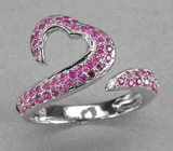 Элегантное кольцо с розовыми сапфирами бриллиантовой огранки Серебро 925