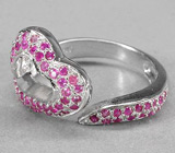 Элегантное кольцо с розовыми сапфирами бриллиантовой огранки Серебро 925