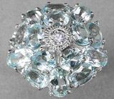 Кольцо с голубыми топазами и нежно-фиолетовым сапфиром Серебро 925