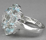 Кольцо с голубыми топазами и нежно-фиолетовым сапфиром Серебро 925