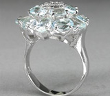 Кольцо с голубыми топазами и нежно-фиолетовым сапфиром Серебро 925