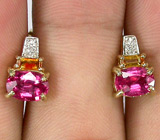 Серьги с пурпурными сапфирами, цитринами и бриллиантами Золото