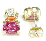 Серьги с пурпурными сапфирами, цитринами и бриллиантами Золото