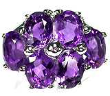 Кольцо с яркими насыщенными аметистами Серебро 925