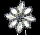 Изумительное крупное кольцо с перламутром и сапфирами Серебро 925