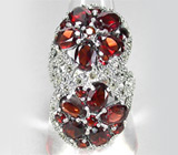 Оригинальное кольцо с гранатами Серебро 925