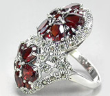 Оригинальное кольцо с гранатами Серебро 925