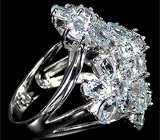 Изумительное кольцо с голубыми топазами Серебро 925