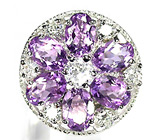 Замечательное кольцо с аметистами Серебро 925