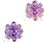 Великолепное кольцо-цветок с аметистами Серебро 925