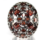 Крупное кольцо с мозамбикскими гранатами Серебро 925