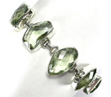 Браслет с зелеными аметистами фантазийной огранки Серебро 925