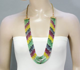 Радужное колье с изумрудами, сапфирами и рубинами Не указан