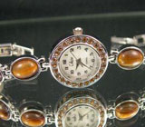 Часы с браслетом, инкрустированным тигровым глазом Серебро 925