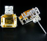 Серьги с золотистыми цитринами Серебро 925