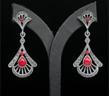 Элегантные серьги с ярко-красными агатами Серебро 925