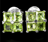 Миниатюрные серьги с яркими перидотами Серебро 925