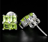 Миниатюрные серьги с яркими перидотами Серебро 925