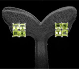 Миниатюрные серьги с яркими перидотами Серебро 925