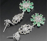 Изящные серьги с изумрудами Серебро 925